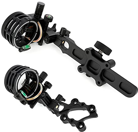 SHARROW Bogenschießen Bogenvisier für Compoundbogen 5 Pin Bogen Visier Micro Einstellbar Jagdvisier mit 4X 6X 8X Linse Verfügbares (Langen Stange, Visier mit 4X Linse)