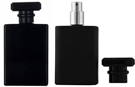 YORROR 2 Pack Black Glass Perfume Atomizer,100ml Empty Refillable Perfume Spray Bottle for Men and Women,Portable Fragrance Fine Mist Spray Bottle Dispenser for Travel