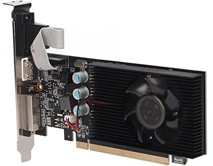 VBESTLIFE Tarjeta Gráfica GT610 2GD3, Tarjeta Gráfica DDR3 de 64 bits de 2 GB, Frecuencia de 810 MHz, PCI Express X16, Compatible con HDMI, DVI, VGA, para Ordenador PC
