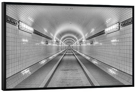 artboxONE Poster mit schwarzem Rahmen 45x30 cm Städte/Hamburg Alter Elbtunnel Hamburg sw - Bild Hamburg