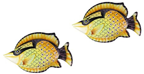 ifundom 2 Stück Aquarium-ornamente Fisch-wanddekoration Eisen-fisch- Tropische -dekoration Kreative -dekoration -wandkunst Für Die Inneneinrichtung
