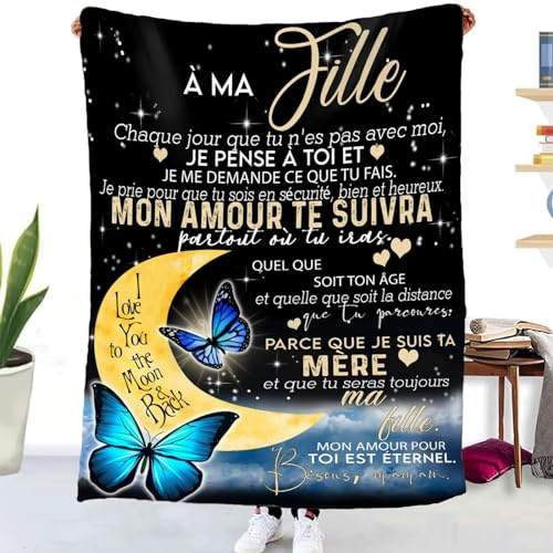 Regalo a cuadros de cumpleaños para mi hija, manta personalizada suave para regalar a su hija de la parte de la madre, idea de regalo inusual útil para una Navidad, una fiesta o una boda