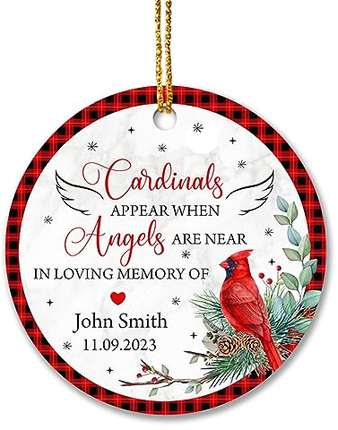 Christbaumschmuck Keramik Weihnachtsanhänger Anhänger Weihnachtsbaumschmuck Hängende Ornamente Weihnachtsdeko Personalisierter Roter Kardinal 2023, Kardinal Erscheint, Wenn Engel In Der Nähe Sind,