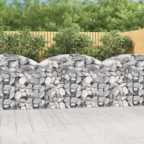 Homgoday Panier gabion en forme d'arc en fer galvanisé 150 x 50 x 100/120 cm, panier mural gabion, gabion pierre, jardinière en pierre, mur en pierre