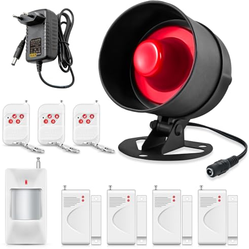 Allarme casa Senza fili, 10 Pezzi - Allarme casa, allarme per porte e finestre, Sirena Allarme 115DB con Anti-pet PIR, Telecomando per Appartamento, Garage, Ufficio