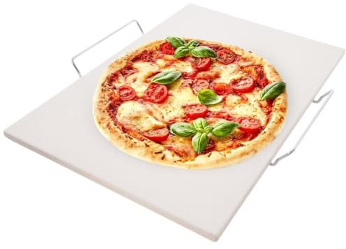 Pizzastein Backstein aus Schamott Grillstein für Pizza mit Drahtständer