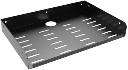 JINGCHENGMEI Metal Floating Wall Mounted Shelf Bracket for AV, TV Accessories, WiFi Router, TV Box, Cable Boxes, DVD Player, Games Consoles or Other Small Projectors (12 inches Width)