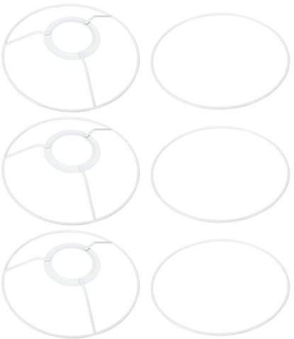 PATIKIL 6 E26 E27 Lampenschirm Ring Gestell mit Europäischer Installateur 3 Pack Lampenschirm Halter Draht Rahmen Heimwerker Trommelring für Tisch Stehlampe Weiß