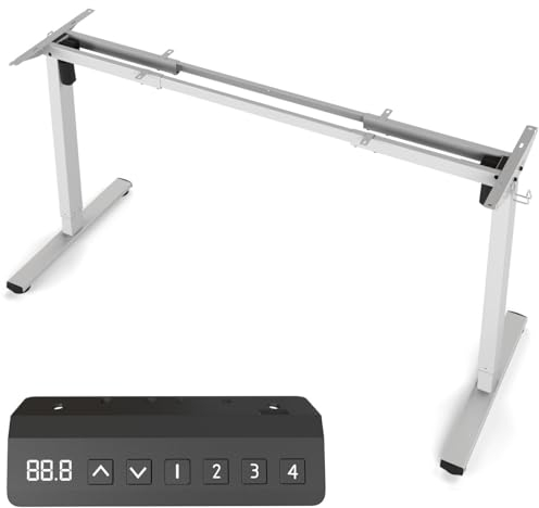 VOSATRON Höhenverstellbarer Schreibtisch Elektrisch Tischgestell mit 2 Starken Motoren, Höhenverstellbar Schreibtisch Gestell mit USB-C-Anschluss, Antikollisionsfunktio und Memory-Steuerung, Weiß
