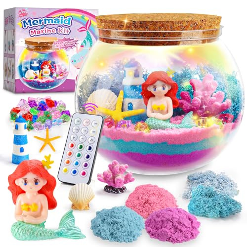 HappyGoLucky Kit Manualidades para Niñas 3-10 Años, Sirenas Juguetes para Niñas 3-12 Años Bricolaje Luz Nocturna Infantil Regalos para Niñas de 3-12 Años Lampara de Noche Niños Dormir