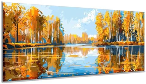 Malen Nach Zahlen Erwachsene Wald Malen Nach Zahlen Erwachsene Leinwand 40x100 cm, Malen Nach Zahlen Landschaft Paint By Numbers Ölgemälde Mit 3-Pinseln Und Acrylfarbe Malerei Kits, Ohne Rahmen yf879