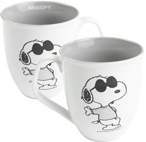 United Labels The Peanuts Tasse Snoopy 280 ml, Grau Weiß, Kaffeebecher aus Keramik, Kaffeetasse