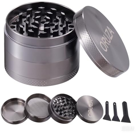 ORUZA Herb Grinder, Spice Grinder with Pollen Catcher and Magnetic Top, Portable Grinder for Dry Herb and Spice (55mm)