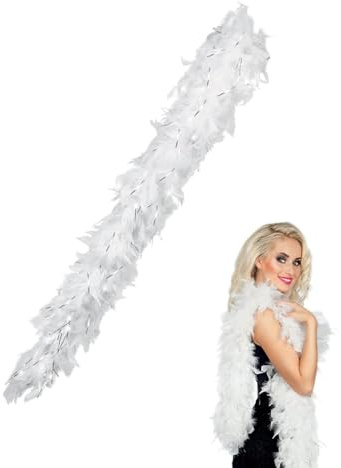 FDCGAS Boa Bianco Deluxe - Piume, Lunghezza 120 cm, per Feste, Festival, Accessorio per Costumi, Party Fashion, Orgoglio, Addio al Nubilato, Celibato, Halloween