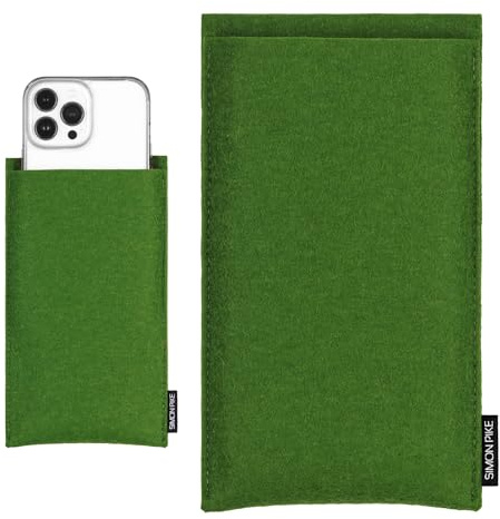 SimonPike Handyhülle passend für Samsung Galaxy A57 | A37 | A17 | A56 (Gr. S) | Boston Gruen Filztasche aus Wollfilz Handy/Smartphone Tasche