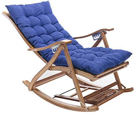 Sedia a Dondolo Pieghevole in bambù Regolabile reclinabile, con Cuscino e Cuscino Rimovibili, Lettino Prendisole Portatile da Giardino Esterno per Balcone, carico 200 kg (Colore: Sedia + cus