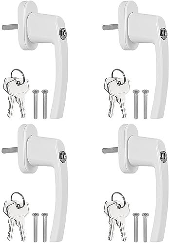 ASZHQUXIUAS Window Locks,Window Handle 4Pcs Window Handle Universal Espag Key Locking Lockable Double Glazing Window Handle Balcony Door Handle，Left Hand(Left Hand)