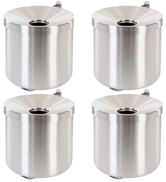 PROREGAL SuperSparSet 4x Runder feuerlöschender Wandaschenbecher | 2 Liter | HxØ 16x16cm | Metal | Edelstahl/Silber