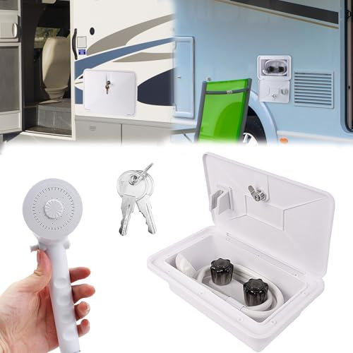 Doccia Per Camper, Doccia Da Campeggio Doccia Esterna Kit Box Doccia Per Esterno Camper Con Interruttore Caldo Freddo E Soffione Per Camper Marino Caravan Bianco