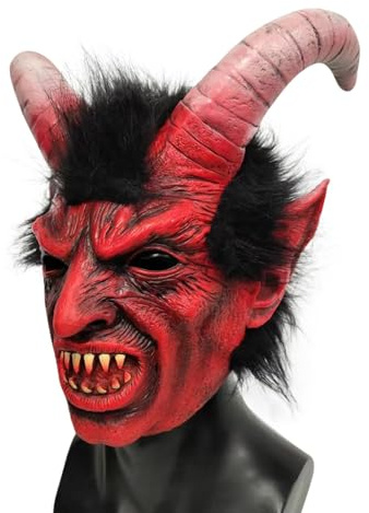 Generisch Krampus Maske Erwachsene Gruseliger Lucifer Maske Terrifier Halloween Maske Horror Krampusmaske Latex Maske Krampus Kostüm Party Requisiten für Karneval Halloween Cosplay