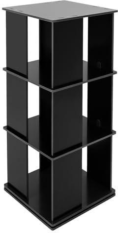 C-Juzarl Bücherregal Drehbar 3 Etagen, 360° Drehregal Standregal, Bücherregale Drehregal Büroregal Dekoregal für Wohnzimmer Arbeitszimmer Büro, 40 * 40 * 97cm (Schwarz)
