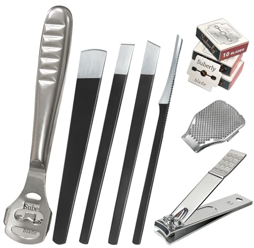37 Pcs Callus Shaver for Feet Set, Foot Callus Shaver, (1 Foot Razor for Callus Removal &1 File Heads & 4 Pedicure Knife & 1 Nail Clippers & 30 Replacement Slices Blades)