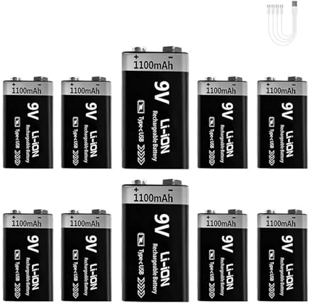 Batería Compatible Con MATOV, Recargable Por USB, 1100 MAh, Tipo C, 6F22, 9 V, Iones De Litio(9V 1100mAh 10pc)