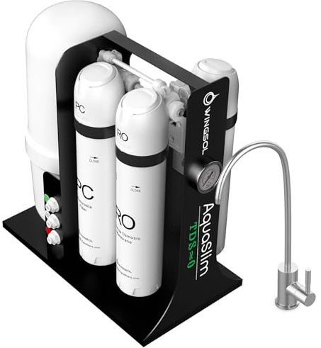 WINGSOL Integrated Reverse Osmosis Water Filter, NSF/ANSI 42&53&58, 8-Stage Under Sink RO Filtration System for 0 TDS Pure Water, Easy Installation Compact Size, No Electricity Needed
