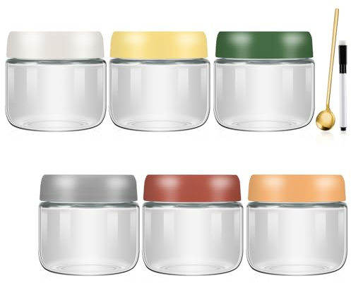 Alitree 6 Piezas Tarros de Cristal con Tapa de Rosca,300ml Overnight Oats Jar,Tarros de Avena Nocturna,Utiliza para la Frescura y Conservación de Avena,Ensalada, Mermelada