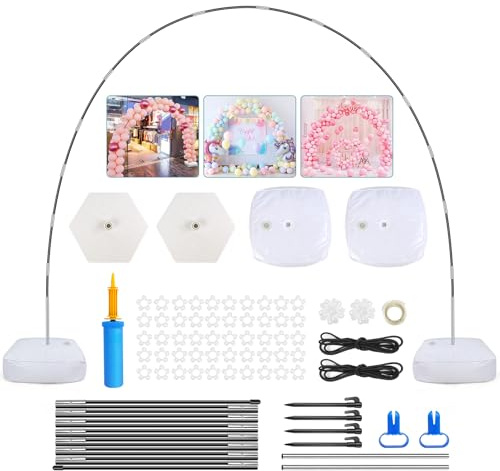 Balloon Arch Stand Kit with Base, Adjustable Balloon Arch Frame 3x2.7m, Balloons Garland Arch Kit, Half Round Balloons Archs Stand Holder for Wedding, Birthday, Baby Shower, Party,Halloween,Christmas