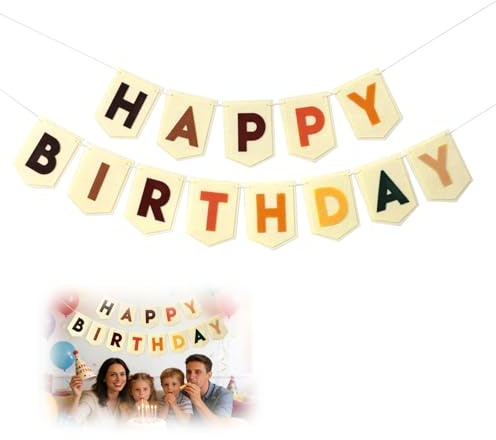 APKOL Happy Birthday Girlande Filz Banner, Vintage Filz Geburtstag Deko | Wimpelkette Babydusche Bunte Geburtstag Party DIY Dekoration für Kinder, Mädchen, Junge