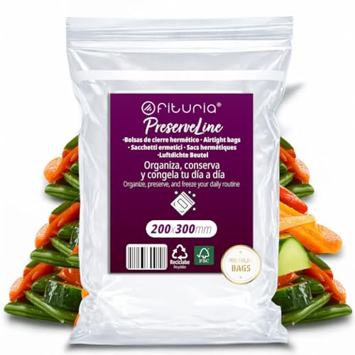 Sachets ZIP Transparents 200x300 mm avec Fermeture Hermétique, Sacs Zip pour Aliments, Snacks, Congélation et Organisation de Cuisine et de Voyage – Ofituria (100 Sachets)