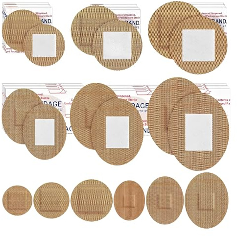 BLPRKOT 90 Piezas Tiritas Redondas Pequeñas, Curitas Adhesivos de Tela Flexibles Transpirables Redondos y Ovalados Protegen las Heridas y Ocultan Manchas de la Piel Ideales para Incisiones Pequeñas