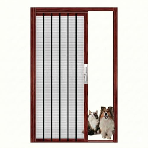 Puerta Plegable de Acordeón Interior Sin Taladrar a Medida, Mosquitera Corredera Retráctil con Cerradura y Marco de Aluminio, Separador de Ambientes para Patio, Terraza y Garaje