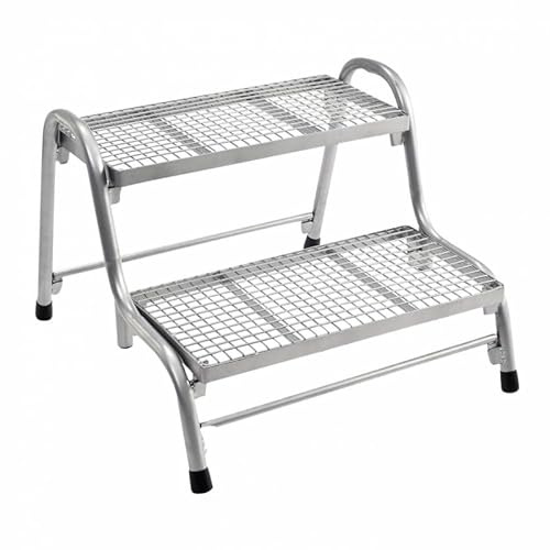 CR-MOESANCO® Escalón Doble Desmontable Caravana Acero galvanizado 150 kg Antideslizante Prima Brunner Plegable con Tacos de Goma Altura 18-37,5 cm Acceso Autocaravana Camper