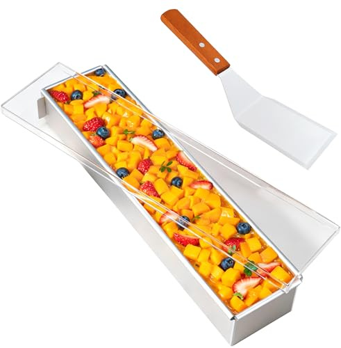 YouYuer Tiramisu Form, Backrahmen Rechteckig Verstellbar,Wiederverwendbare Rechteckige Backform,Mousse Kuchenform mit Pfannenwender und Abnehmbarem Seitenteil für ZubereitungBrownie,Käsekuchen,Broten