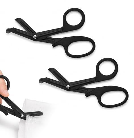 2pcs Ciseaux Infirmière, Ciseaux Médicaux Courbés Noirs 15 cm, Pour Interventions Médicales d'Urgence et Premiers Soins en Extérieur, Ciseaux à Bandage Discrets et Portables