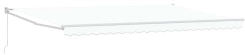 Tmriohed Tenda da sole con braccio articolato, 500 x 300 cm, estensibile manualmente, in poliestere e metallo, per terrazza e balcone, stabile ombra, colore bianco, design per giardino e esterni