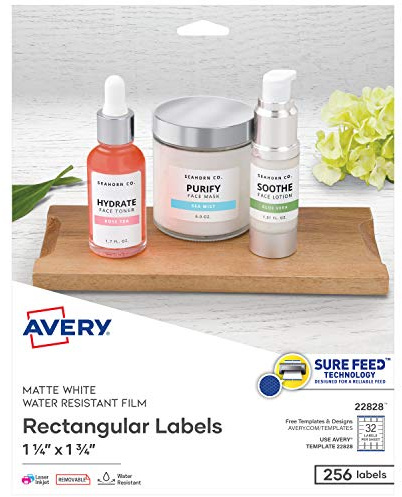 Avery Printable Blank Rectangle Labels, 1.25 x 1.75, White, 256 Customizable Labels (22828)