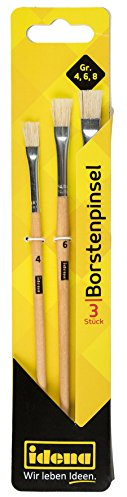 Idena 626054 - Pinselset, Borsten, 3 teilig, Größe 4/6/8, unlackiert, 1 Set