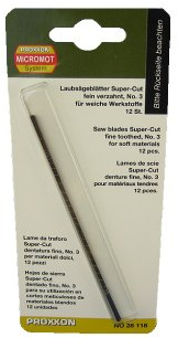 PROXXON 28118 Super-Cut Laubsägeblätter fein verzahnt ohne Querstift 12 Stück