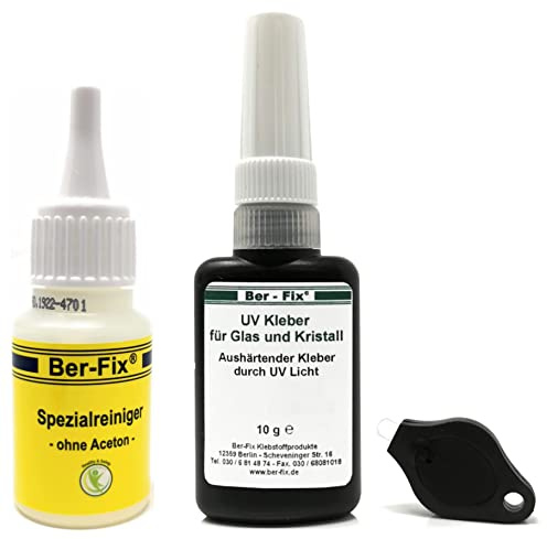 Ber-Fix UV Kleber Gelartig mit UV Lampe mit 1 LED - für Glas, 5000-7000 mPass, 10 g