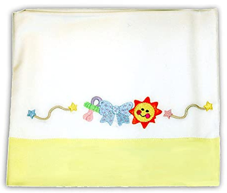 Zigozago - 3-teiliges Baby Bettwäsche Komplett Set Spielzeug; 100% Baumwolle, handgefertigt; Größe: Kleines Bett 110 x 140 cm; Farbe: Gelb