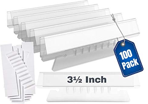 1InTheOffice Clear Hanging Folder Tabs and Inserts, Plastic Clear Tabs and Inserts, File Folder Tabs, 3-1/2 x 5/8, 100/Pack