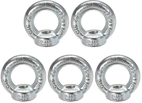 uxcell Lifting Eye Nut M12 Female Thread C15 Carbon Steel Round Shape for Rope Fitting Pack of 5