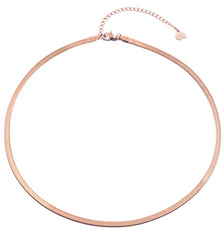 Happiness Boutique Damen Schlangenkette in Rosegold | Schlichte Kette ohne Anhänger aus Edelstahl