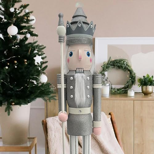 CDL XXL/6füße/180cm/6ft/6fuß/1,8M Life Sized große/Riesen Silber Glitter Weihnachten Holz nussknacker König & Soldat Ornament Puppe Schaufenster/Haus Nußknacker Dekoration K31