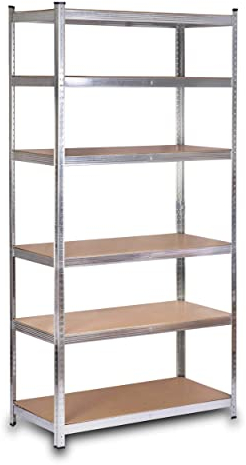 Humberg Regal Kellerregal Lagerregal Schwerlastregal mit Stahlgestell Metall Belastbar bis 900 kg 6 Ablagen 222 x 110 x 50 cm Silber