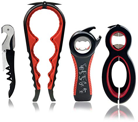 Otstar Multi Opener Kit, Jar Opener Bottle Opener and Wine Opener Easy to Use for Elderly Weak Hands and Arthritis Hands