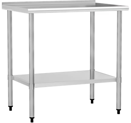 Chingoo Stainless Steel Work Table 24x36 Inch with Adjustable Undershelf & Backsplash, Heavy-Duty Prep Table for Commercial Kitchen, Restaurant, Garage, Outdoor